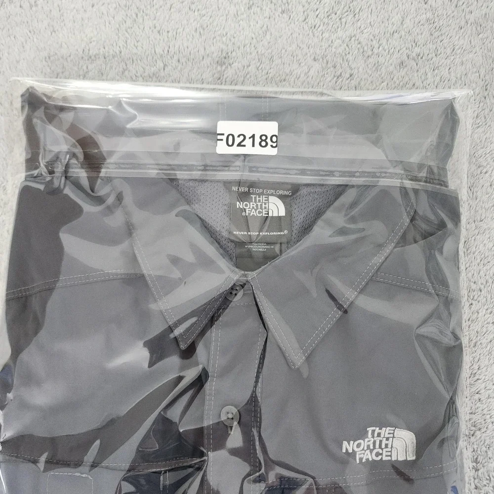The North Face Shirt Mens L Gray Nylon Mesh Lined Button Up Long Sleeve Outdoor